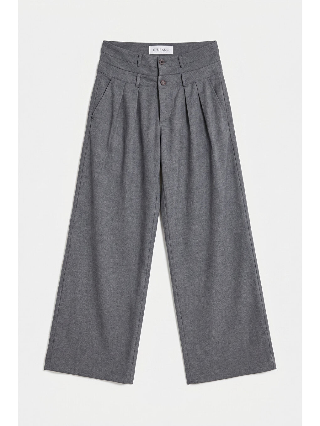 Kadın Antrasit s6 Tailored Fit Bol Kesim Çift Kemer Tasarım Poliviskon Kumaş Pantolon-5