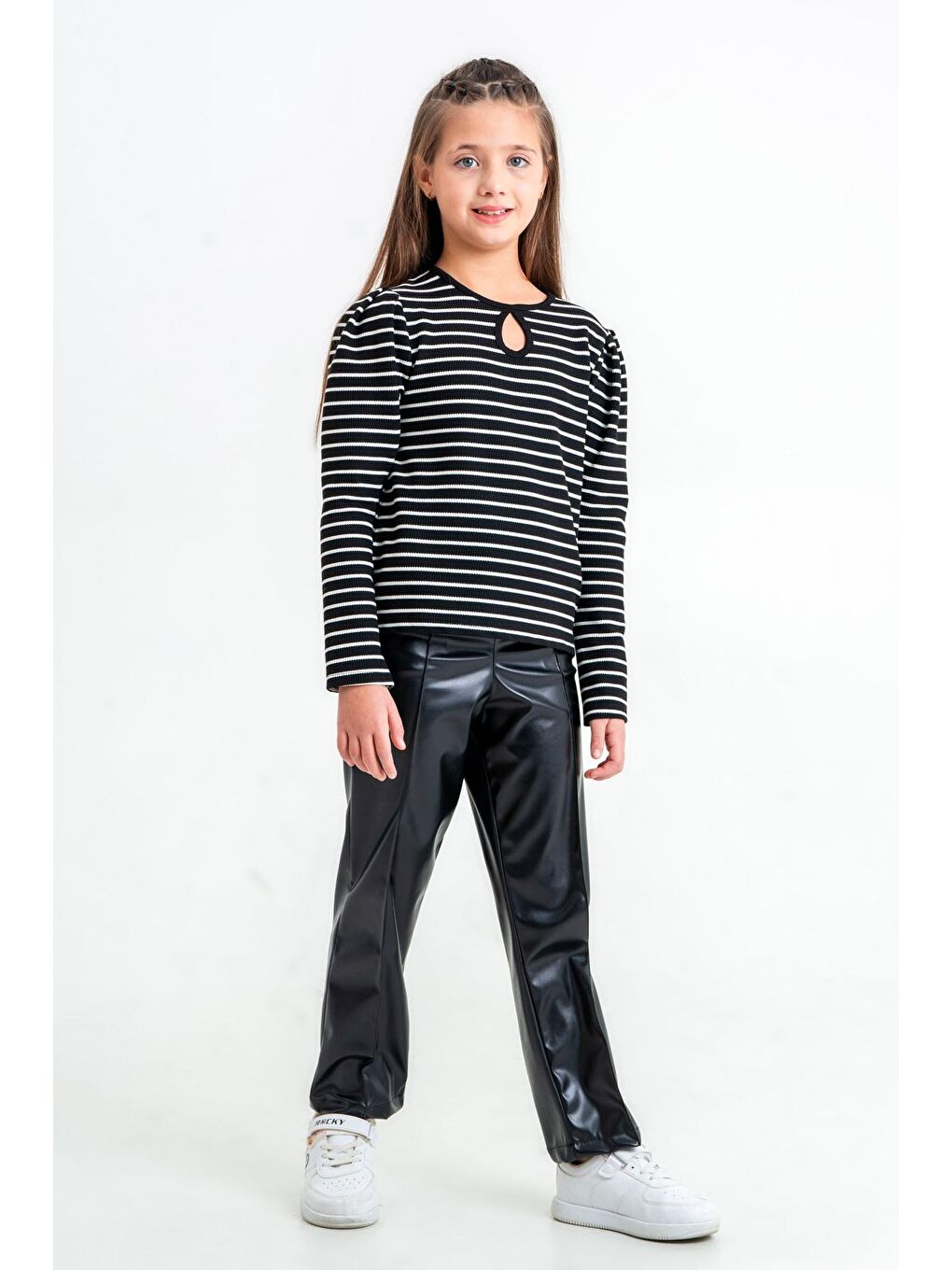 Kız Çocuk Siyah Çizgili 5-9 Yaş Takım - 23314-5-1