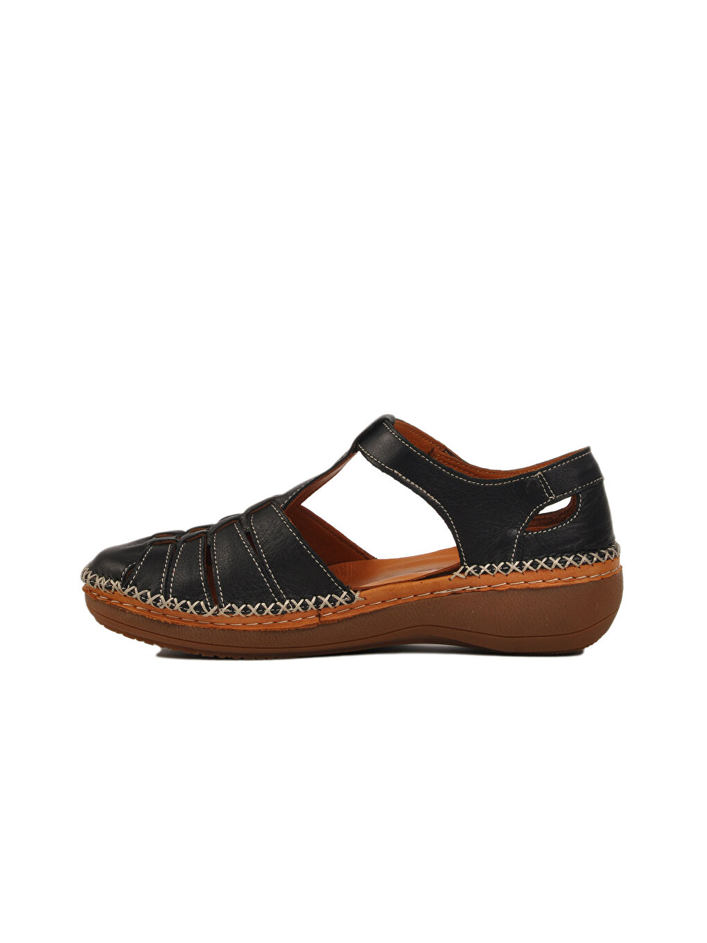 Siyah Hakiki Deri Kadın Sandalet 25190247Y Z-1