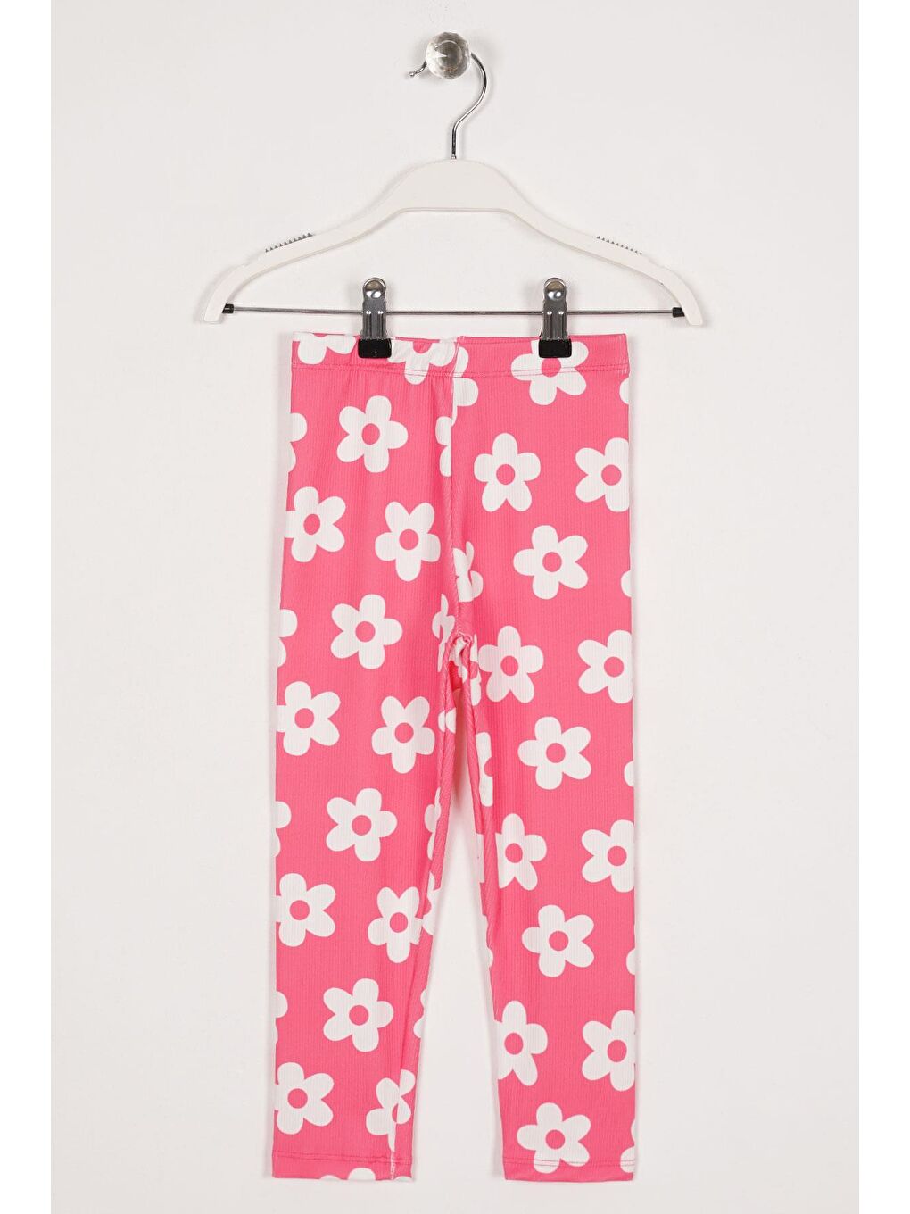 Çiçek Baskılı Fuşya Renk Kız Çocuk Tayt