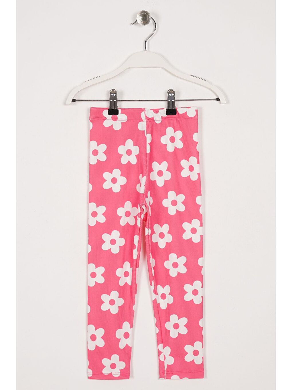 Çiçek Baskılı Fuşya Renk Kız Çocuk Tayt-1