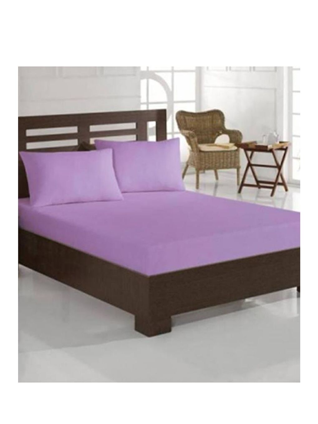 Penye Tek Kişilik Lastikli Çarşaf Lila-1