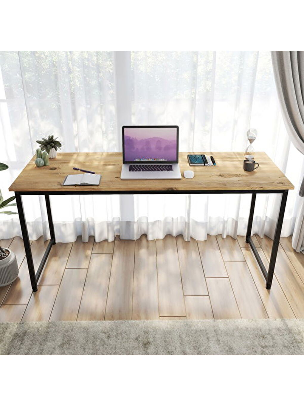 Kahverengi Çalışma Masası - Atlantik Çam - 160 cm-3