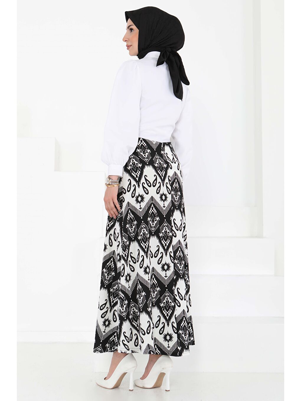 Desenli Kiloş Etek Siyah - 27130-6