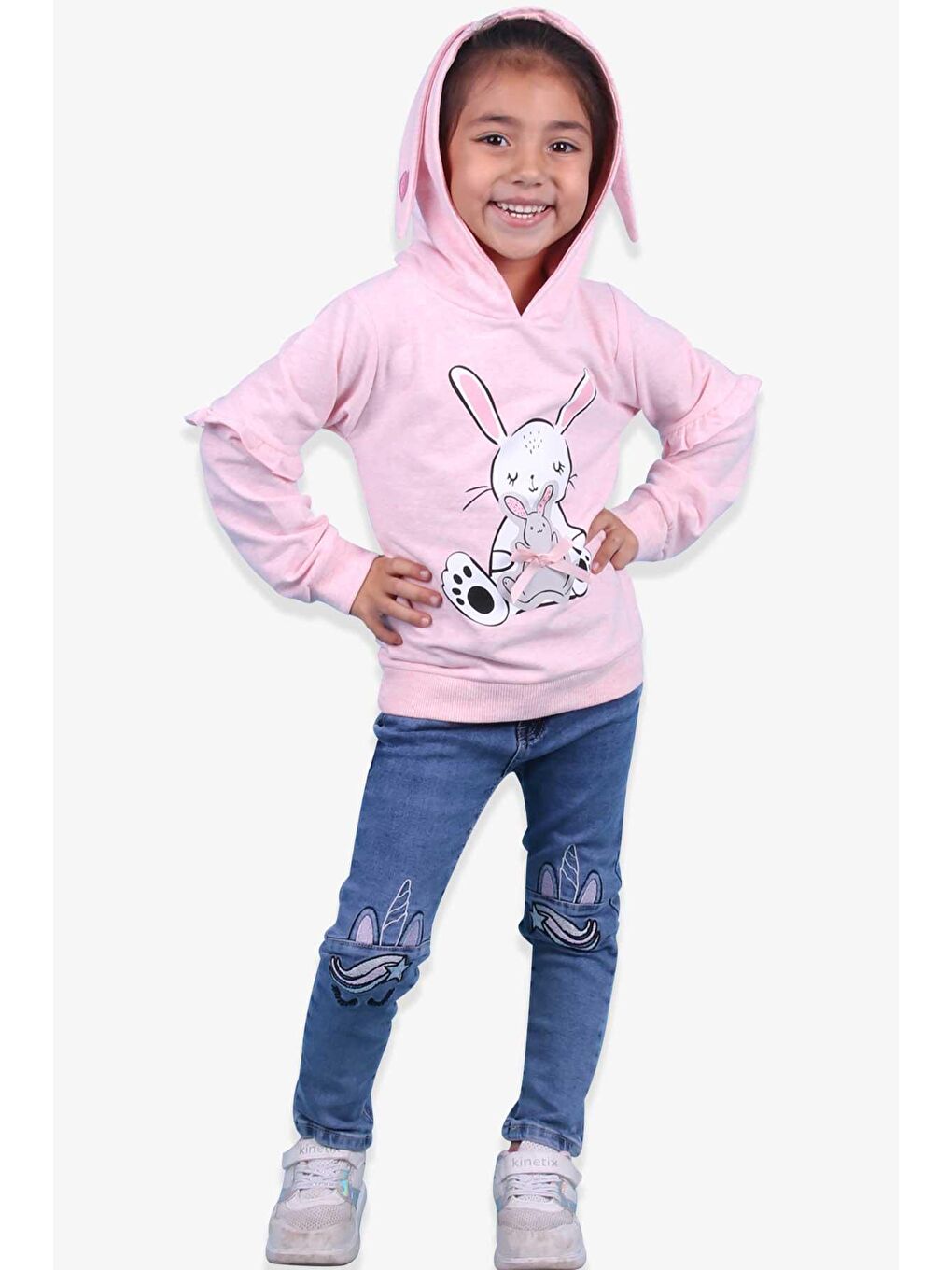 Breeze Açık Somon Kız Bebek Sweatshirt Tavşan Baskılı Somon Melanj (1.5 Yaş) - 7