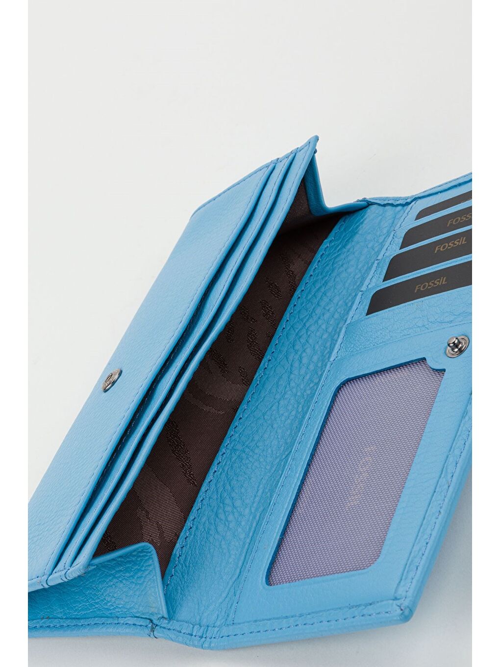 Kutulu Hakiki Deri Buz Mavi Büyük Boy Kadın El Portföyü Kartlık Cüzdan-2