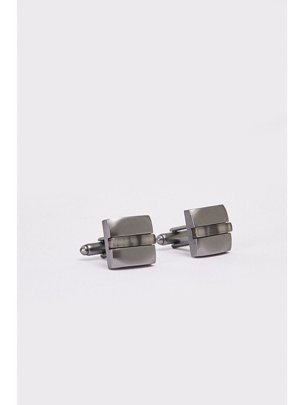 Erkek Siyah-Gri %100 Metal Kol Düğmesi-1