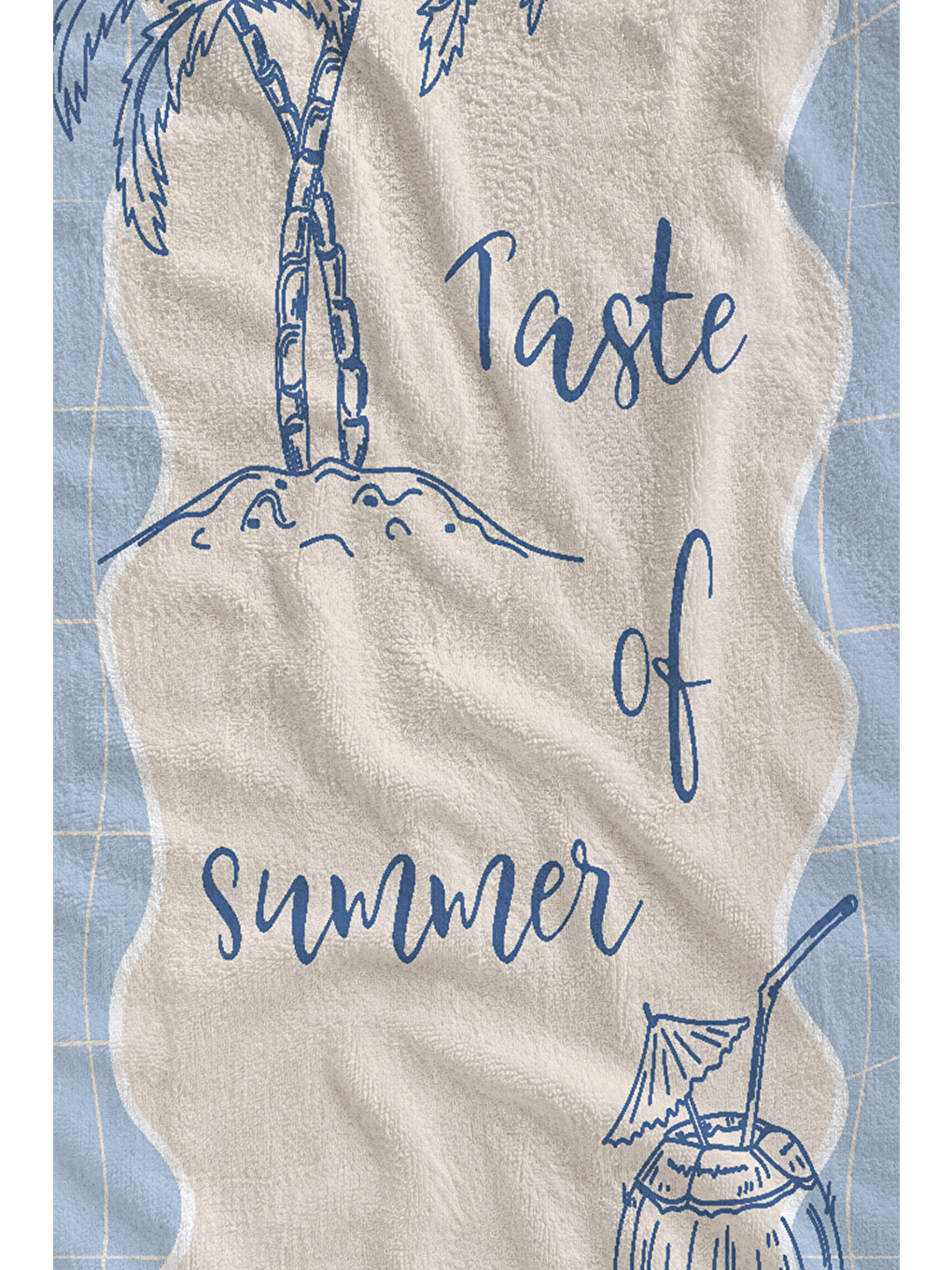 Mavi Taste Of Summer Palmiye Ve Hindistan Cevizi 70x150 Cm Dijital Baskılı Plaj Ve Banyo Havlusu-1