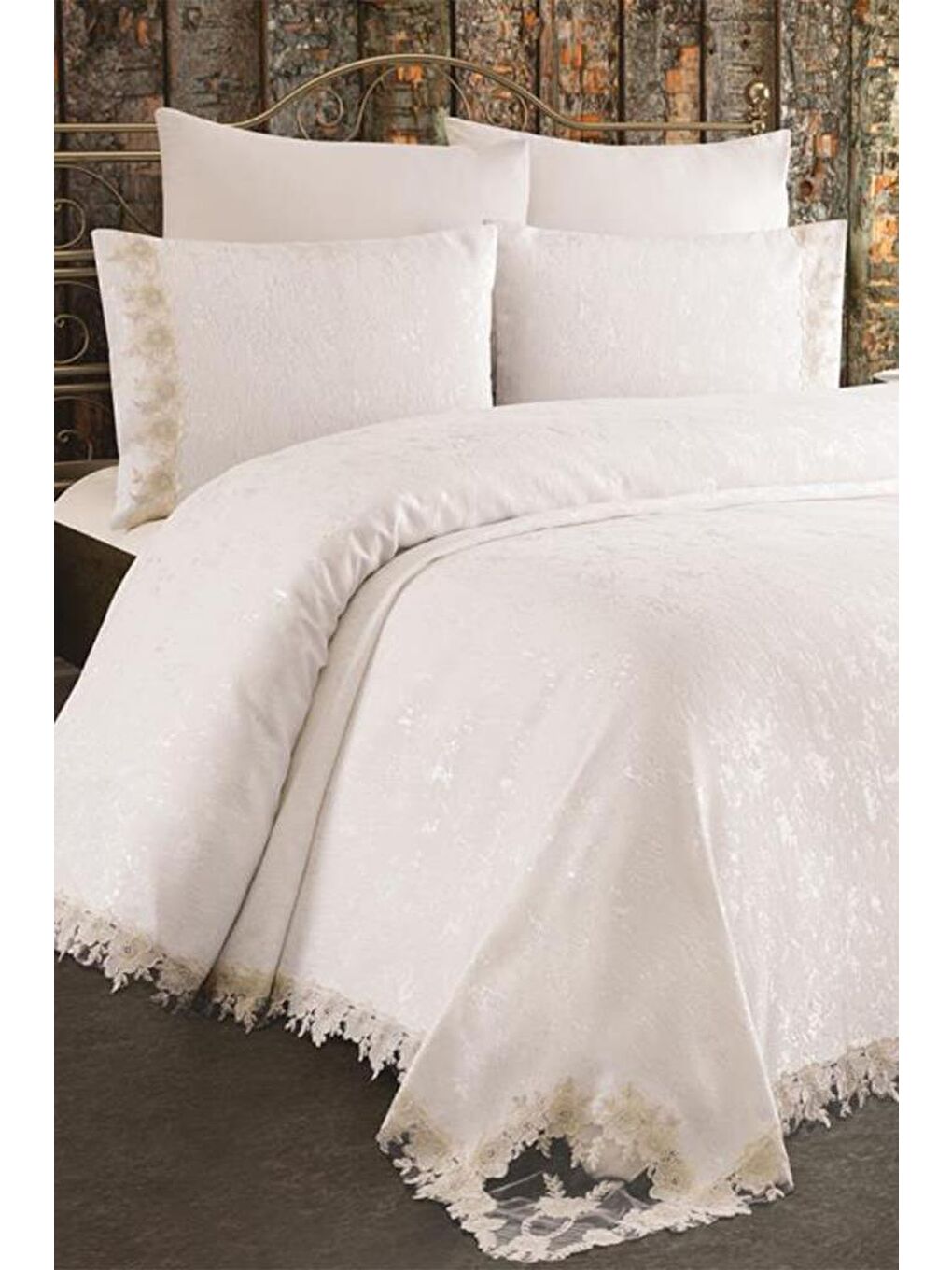 Kahverengi Rüya Yatak Örtüsü Krem Cappucino-3