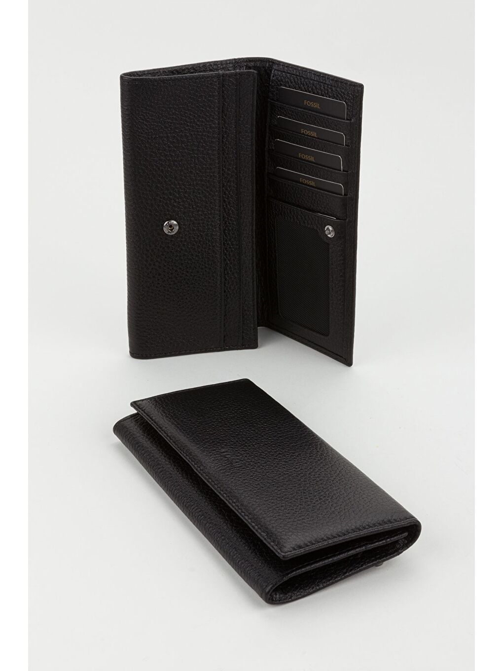 Siyah Kutulu Hakiki Deri Buz Mavi Büyük Boy Kadın El Portföyü Kartlık Cüzdan