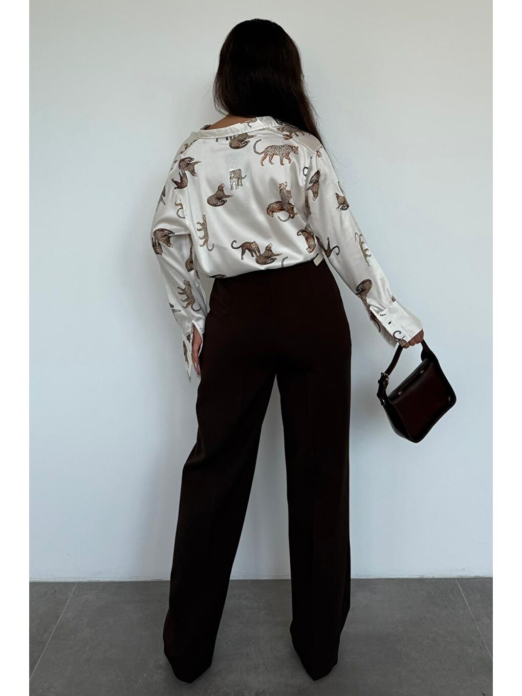 Kahverengi Yüksek Bel Kadın Palazzo Pantolon Mg2506-4