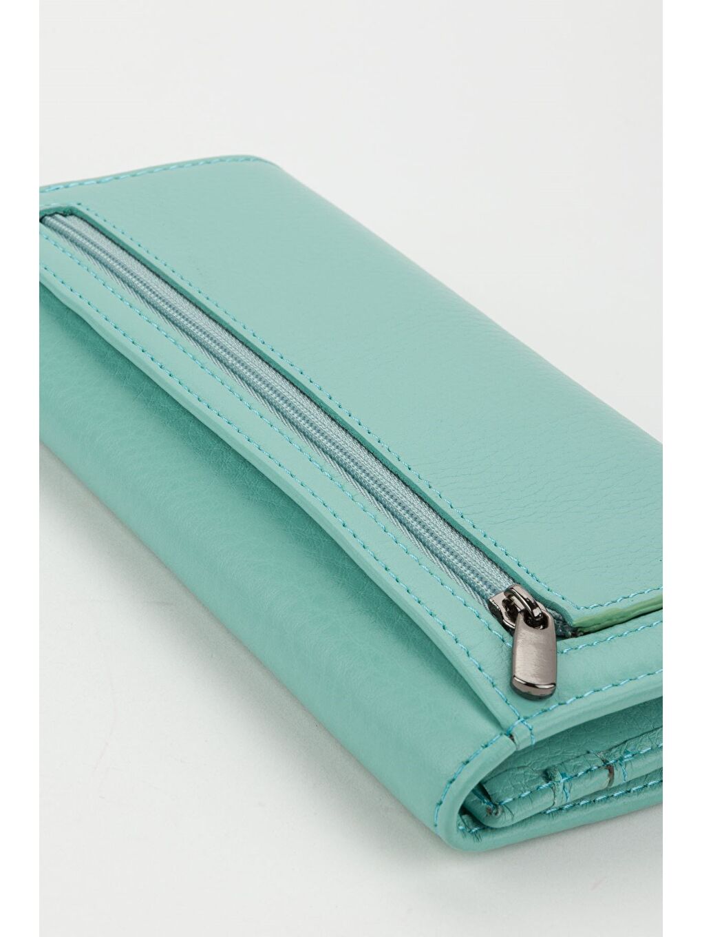 Turkuaz Kutulu Hakiki Deri Buz Mavi Büyük Boy Kadın El Portföyü Kartlık Cüzdan-5