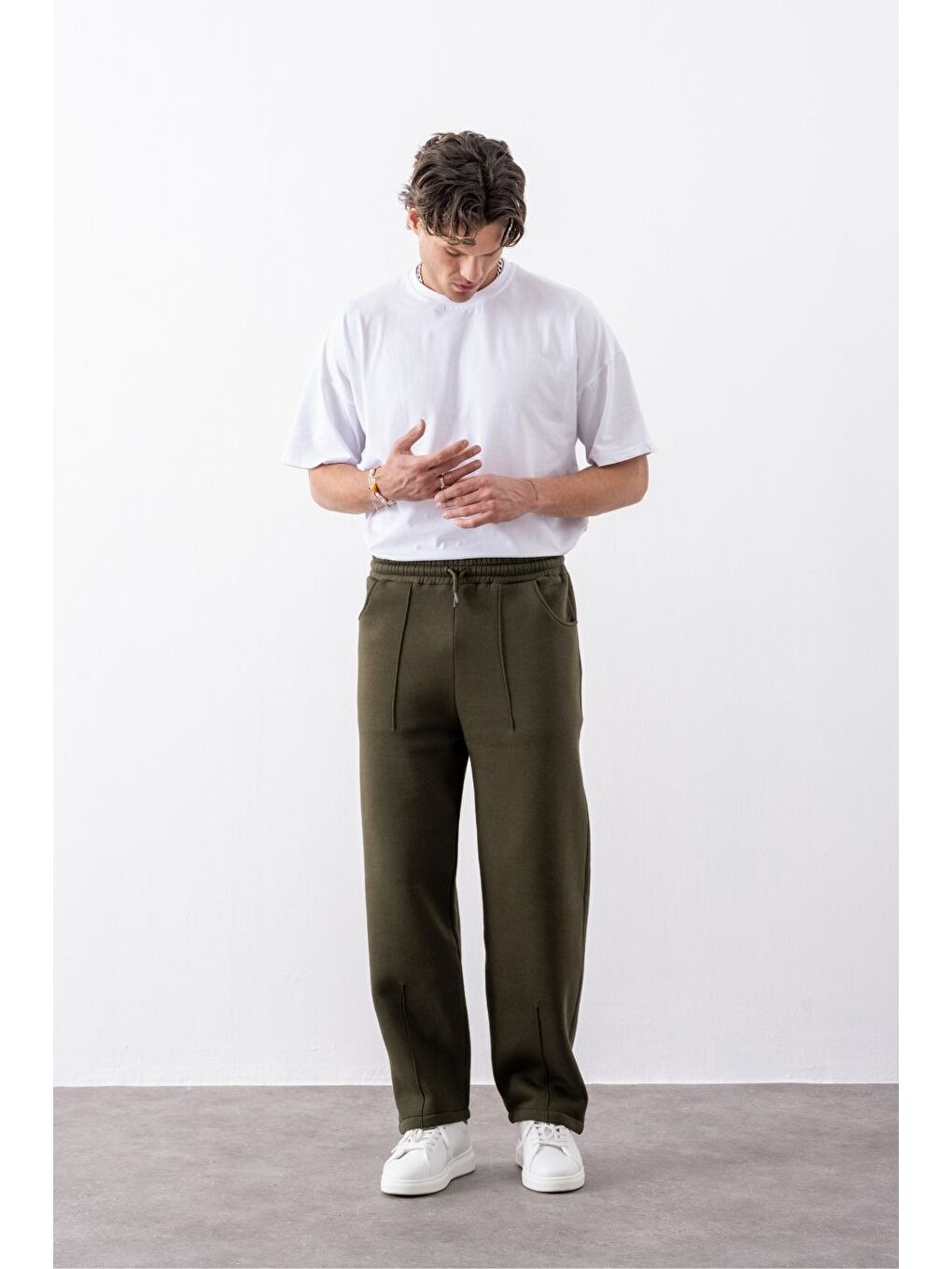 Erkek Baggy Chill Haki Eşofman Altı-1