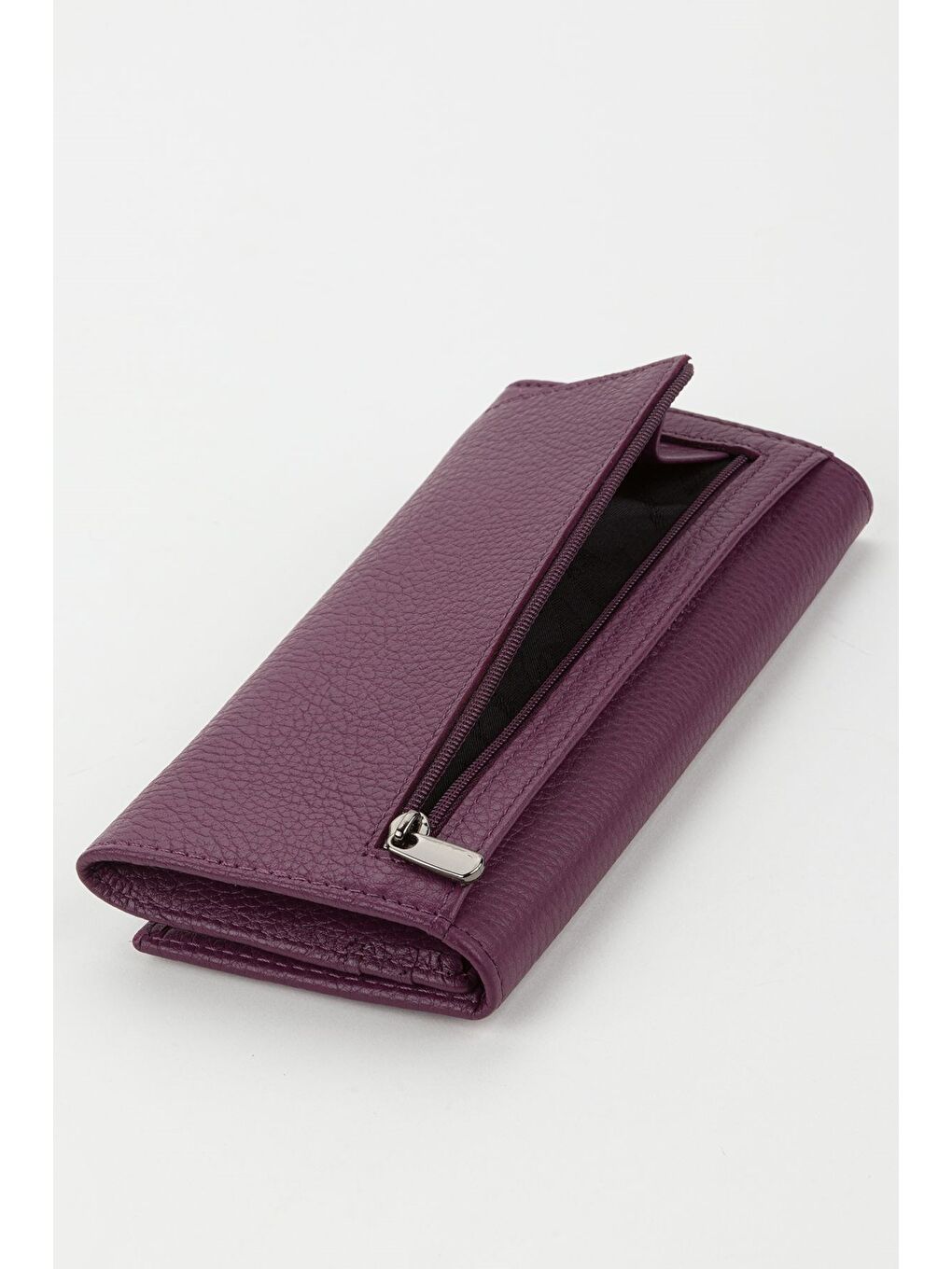 Mürdüm Kutulu Hakiki Deri Buz Mavi Büyük Boy Kadın El Portföyü Kartlık Cüzdan-6