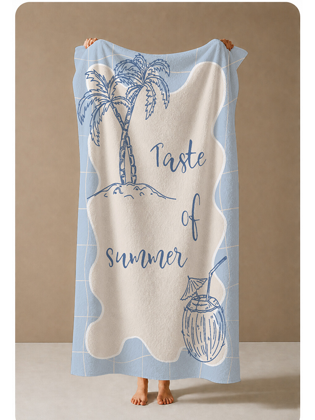 Mavi Taste Of Summer Palmiye Ve Hindistan Cevizi 70x150 Cm Dijital Baskılı Plaj Ve Banyo Havlusu-3