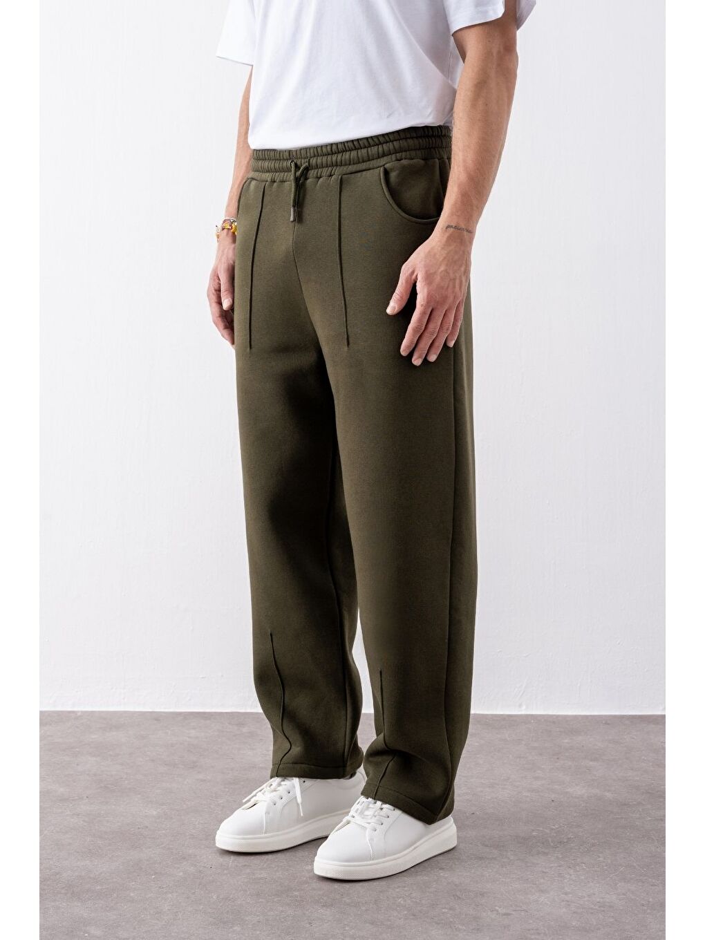 Erkek Baggy Chill Haki Eşofman Altı-3