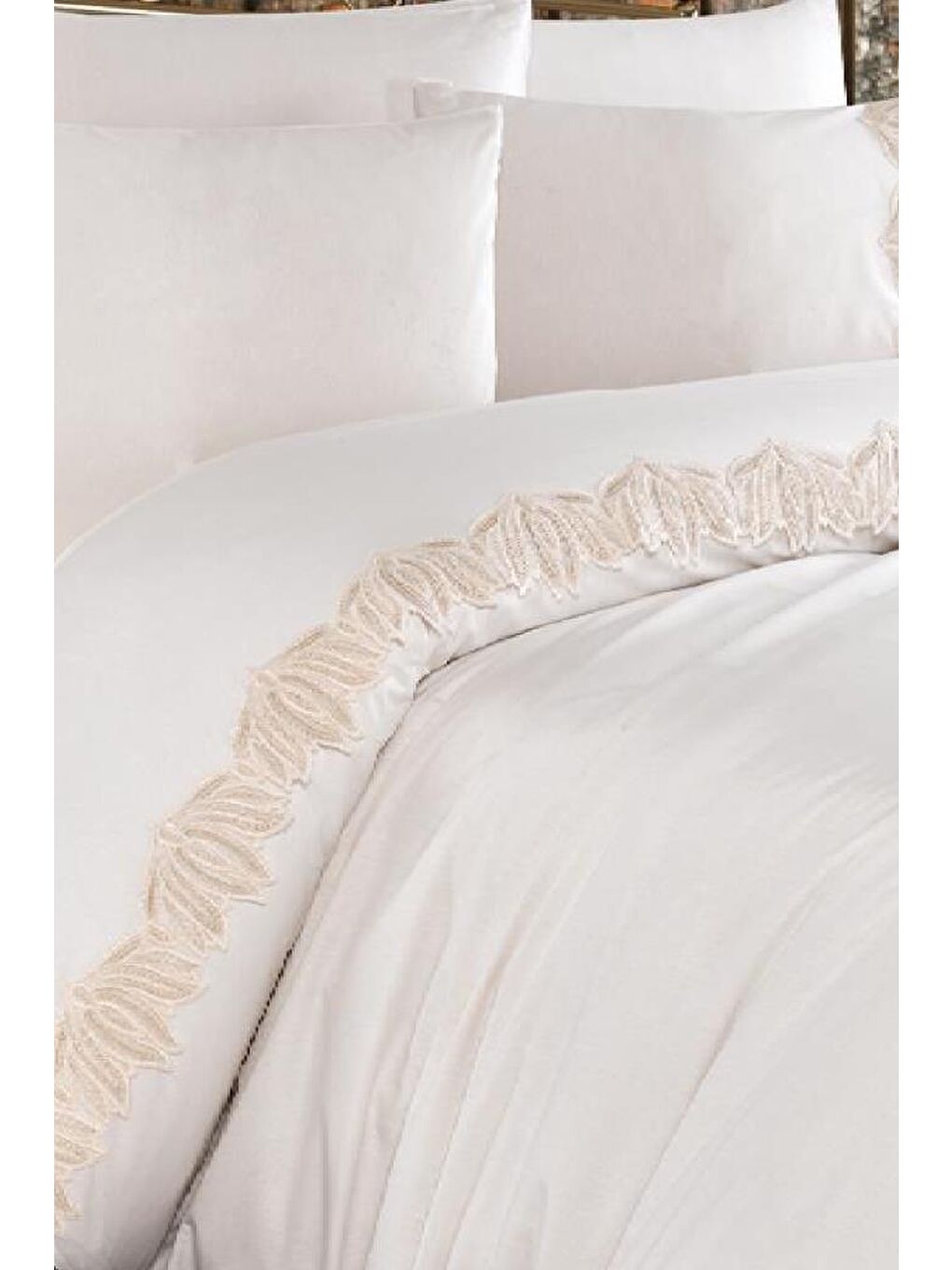 Kahverengi Zuma Nevresim Takımı Krem Cappucino-3