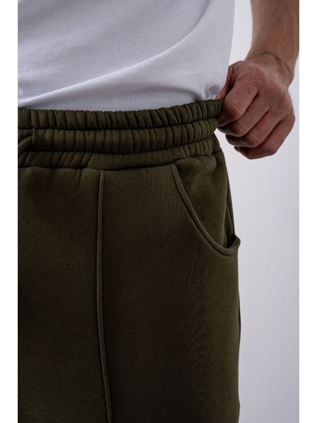 Erkek Baggy Chill Haki Eşofman Altı-4