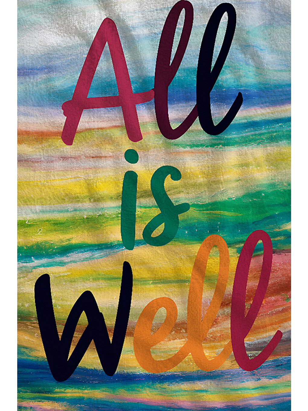 Yeşil Pastel Batımı All Is Well Yazılı Desenli 70x150 Cm Dijital Baskılı Plaj Ve Banyo Havlusu-1