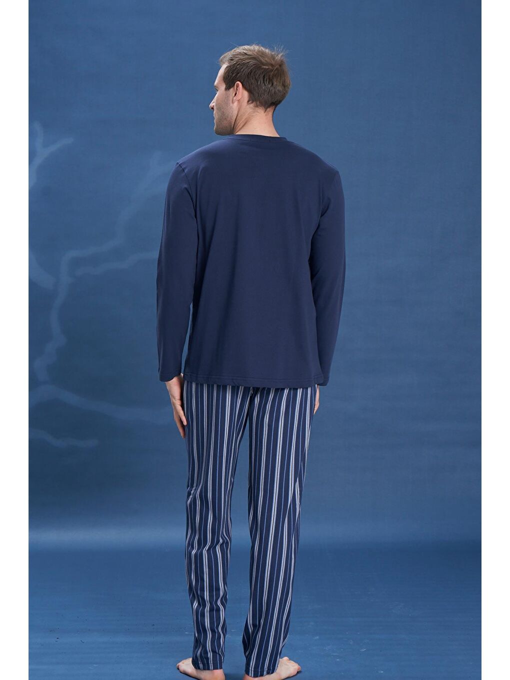Erkek Penye Süprem Genç Önü Patlı Pijama Takımı | Lacivert 2154-2