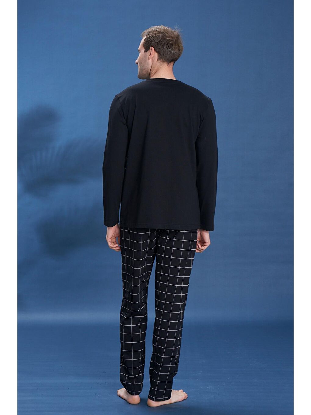 Erkek Penye Süprem Genç Önü Patlı Pijama Takımı | Siyah 2147-2