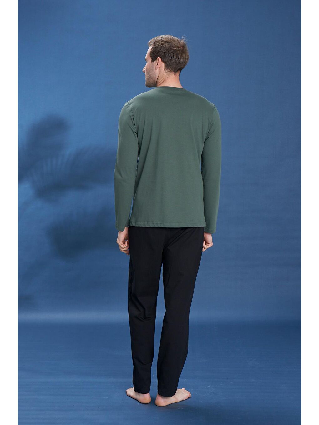 Erkek Penye Süprem Genç Önü Patlı Pijama Takımı | Haki 2119-2