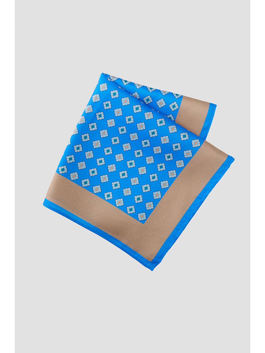 Erkek Mavi-Bej Desenli Mavi Bej Klasik Mendil-1