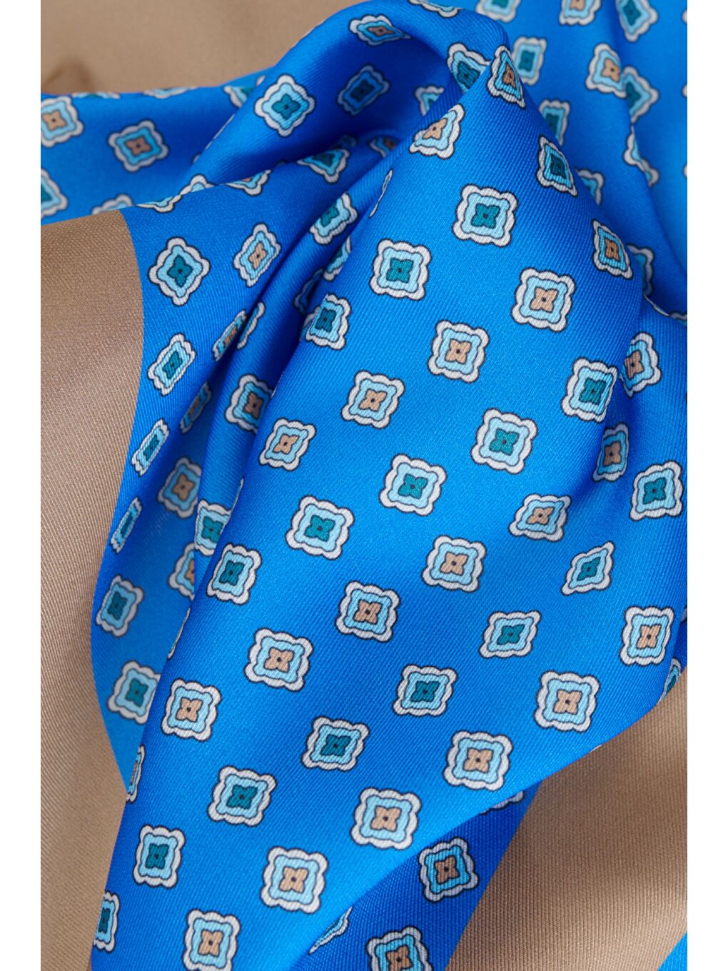 Erkek Mavi-Bej Desenli Mavi Bej Klasik Mendil-2