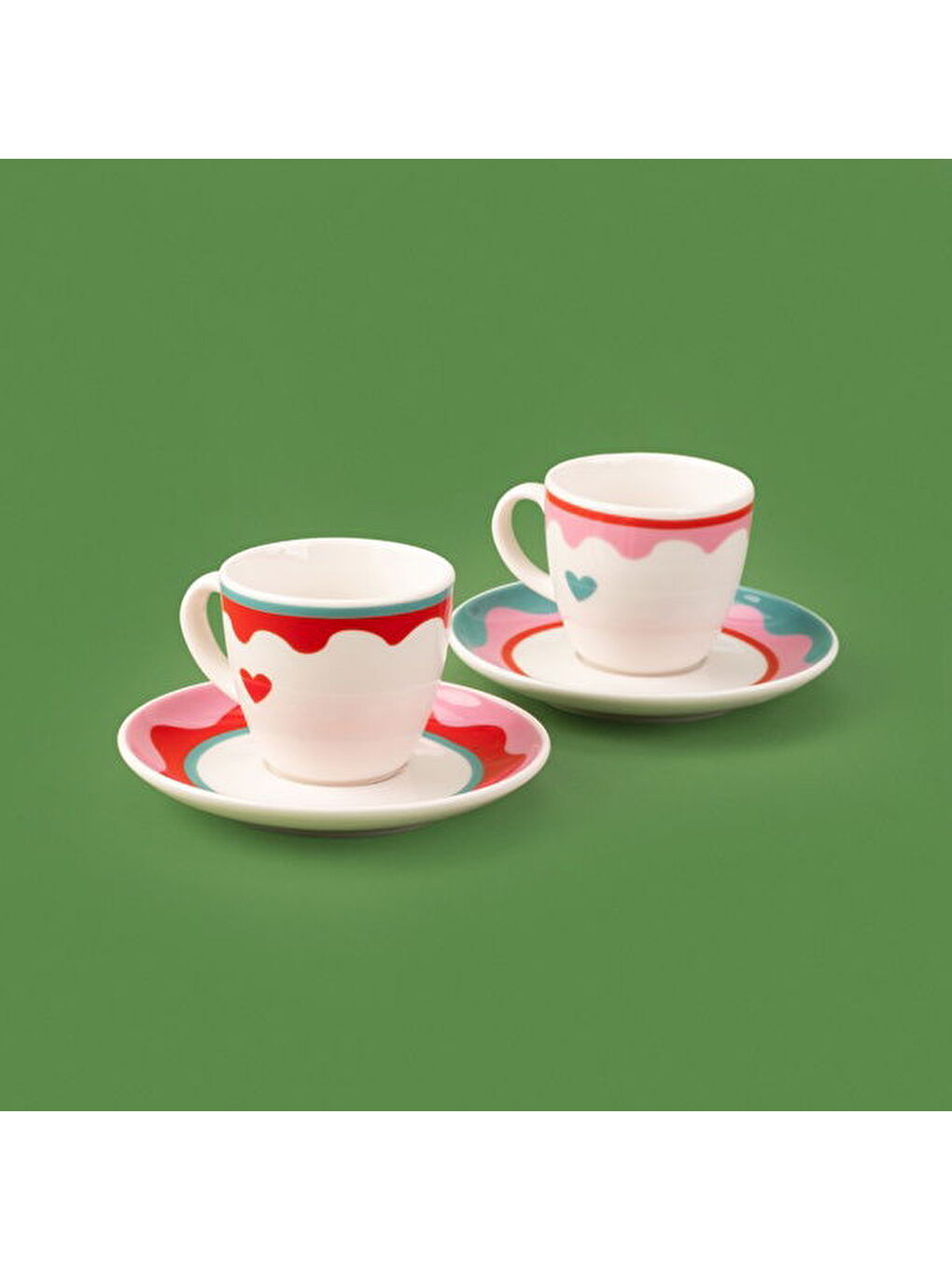 Karışık Kitchen Granny 4 Parça Porselen Fincan Takımı - Renkli / Kırmızı-1