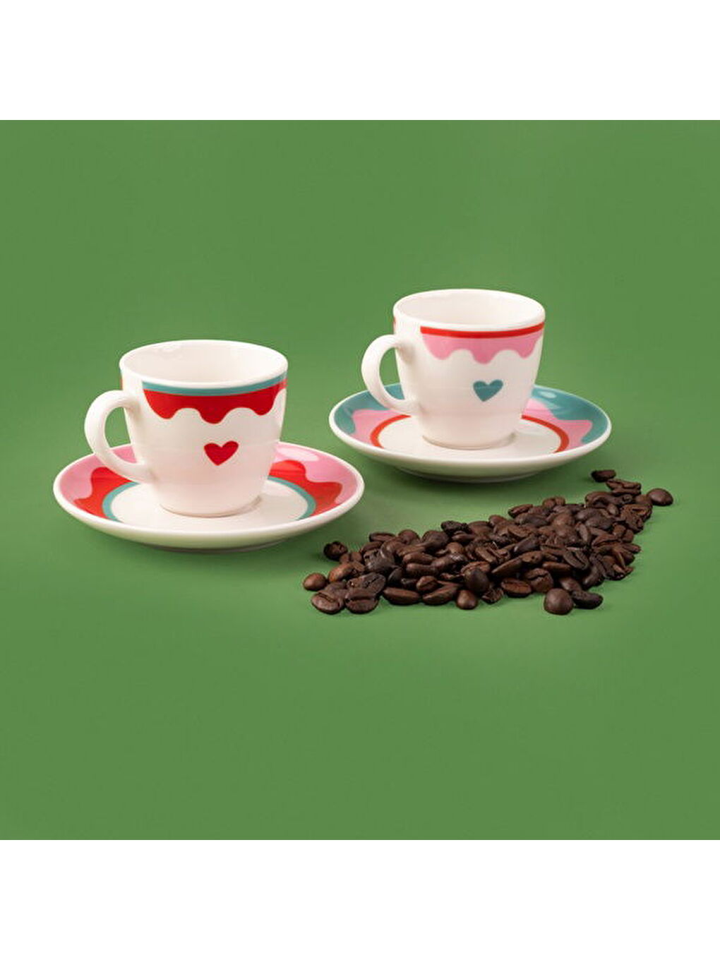 Karışık Kitchen Granny 4 Parça Porselen Fincan Takımı - Renkli / Kırmızı-2