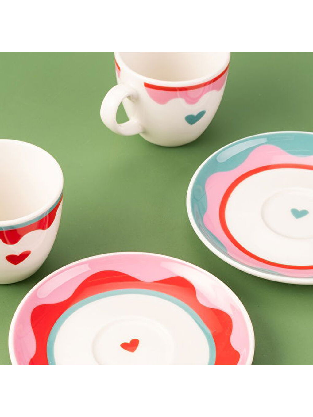 Karışık Kitchen Granny 4 Parça Porselen Fincan Takımı - Renkli / Kırmızı-3