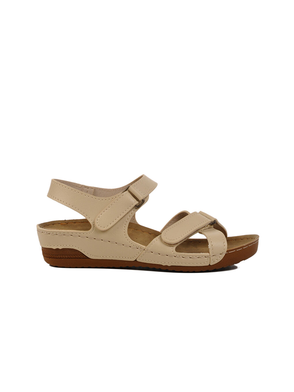 Bej Cırtlı Hafif Kadın Sandalet 02-380 Z