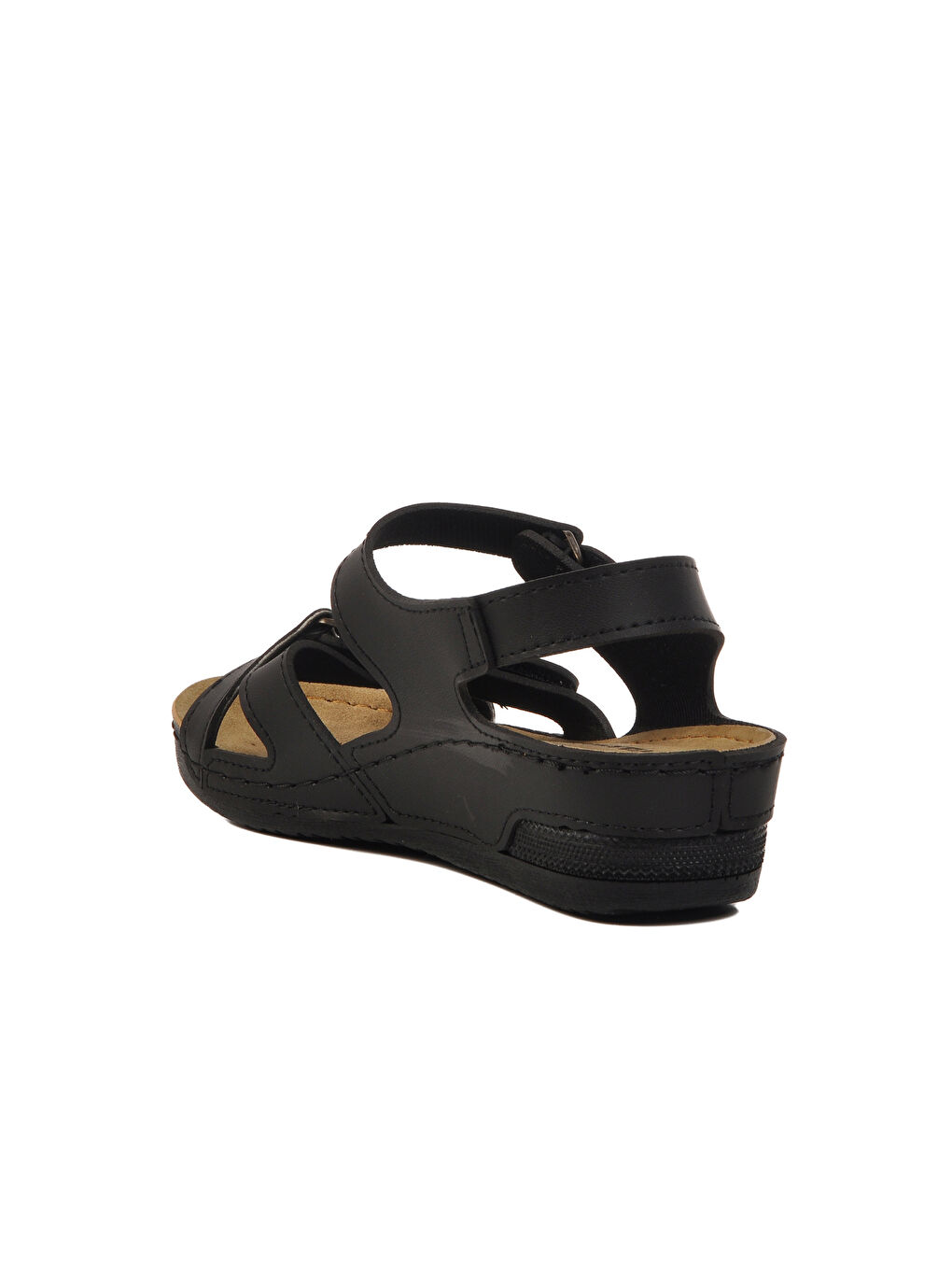 Siyah Cırtlı Hafif Kadın Sandalet 02-380 Z-3