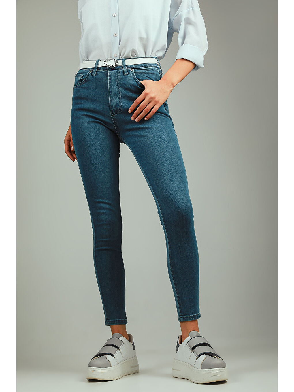 GÜLSELİ Mavi Kadın Yüksek Bel Elastanlı Jeans Pantolon - 2