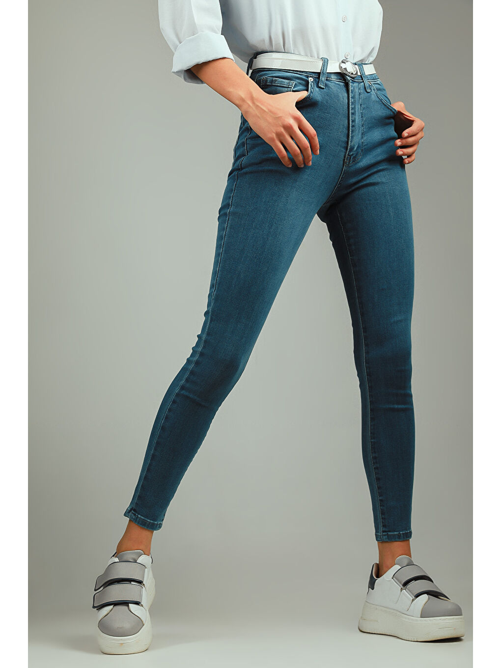 GÜLSELİ Mavi Kadın Yüksek Bel Elastanlı Jeans Pantolon - 3