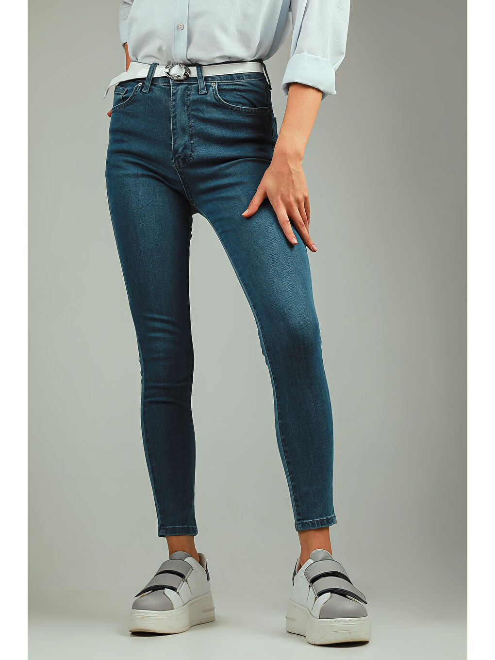 GÜLSELİ Mavi Kadın Yüksek Bel Elastanlı Jeans Pantolon - 4