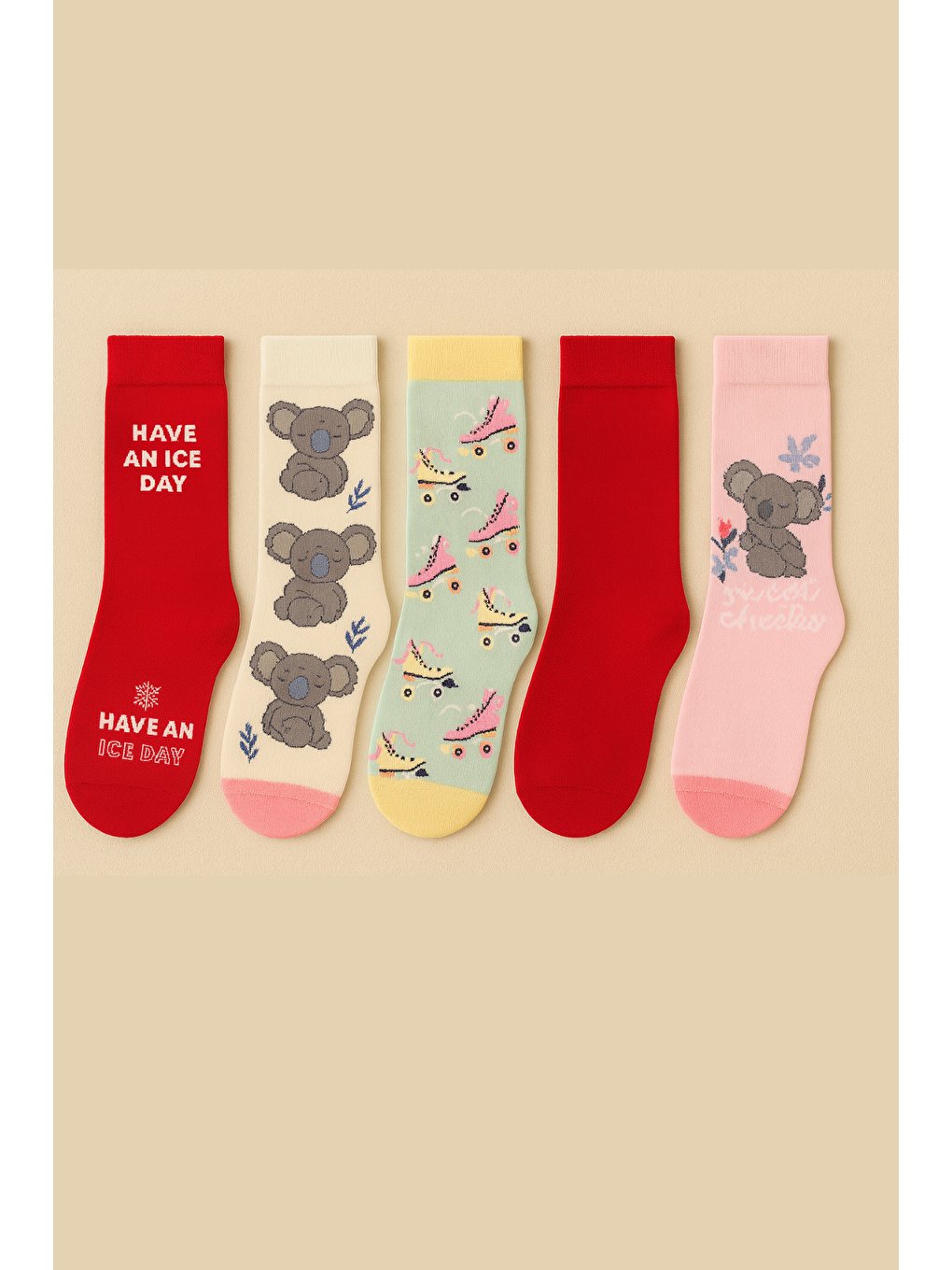 Kadın Sürpriz 5'Li Soket Çorap Seti – Karışık Renk & Desen-3