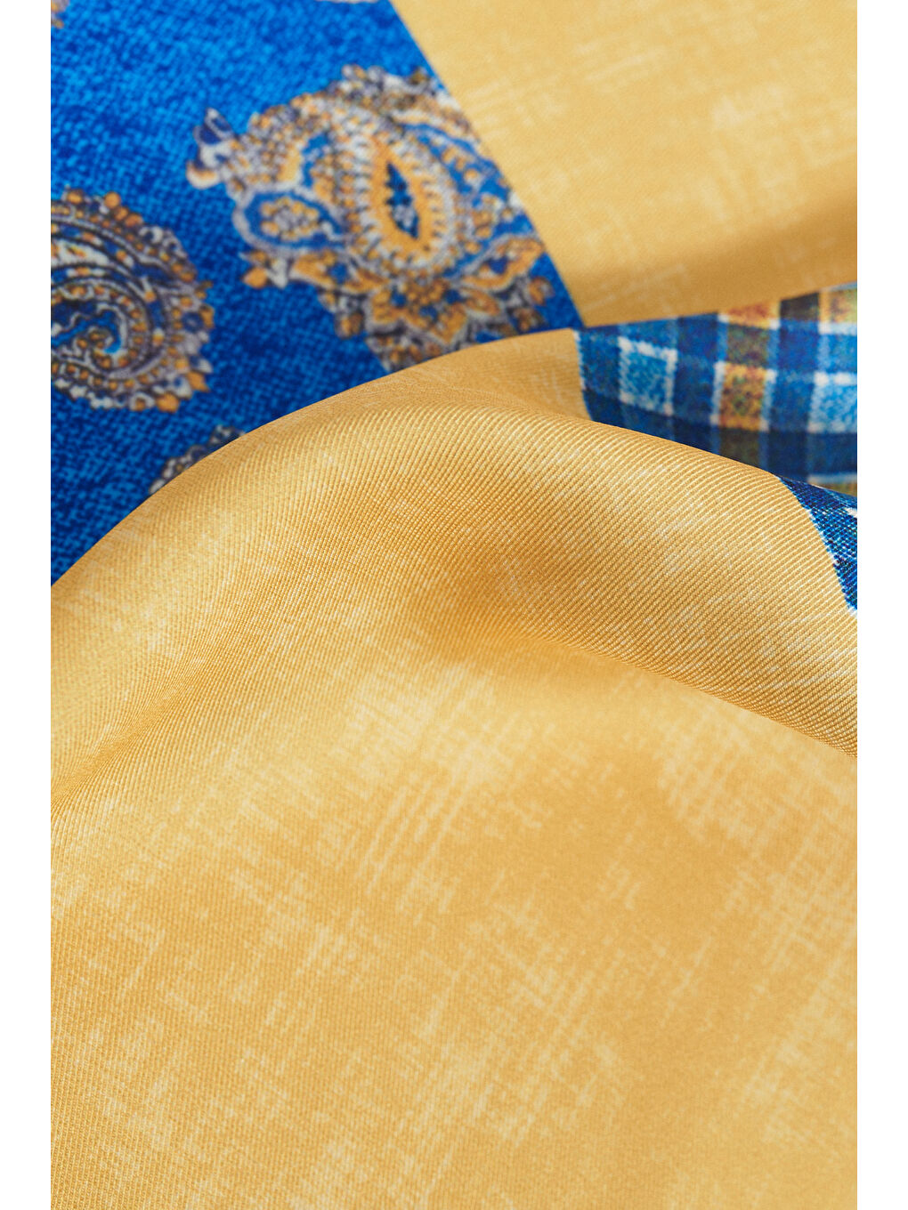 Erkek Lacivert-Sarı Desenli Lacivert Sarı Klasik Mendil-2