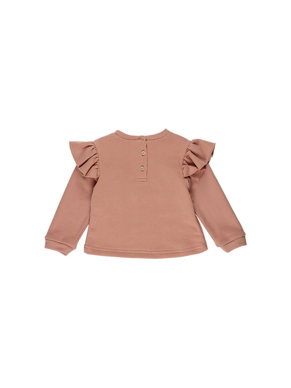 Panço Pembe Kız Çocuk  Fırfır Detaylı Sweatshirt - 1