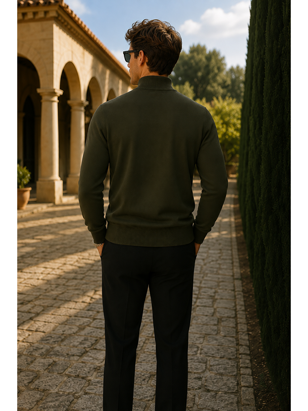 Erkek Basic Premium Comfort Uzun Haki Kazak-2