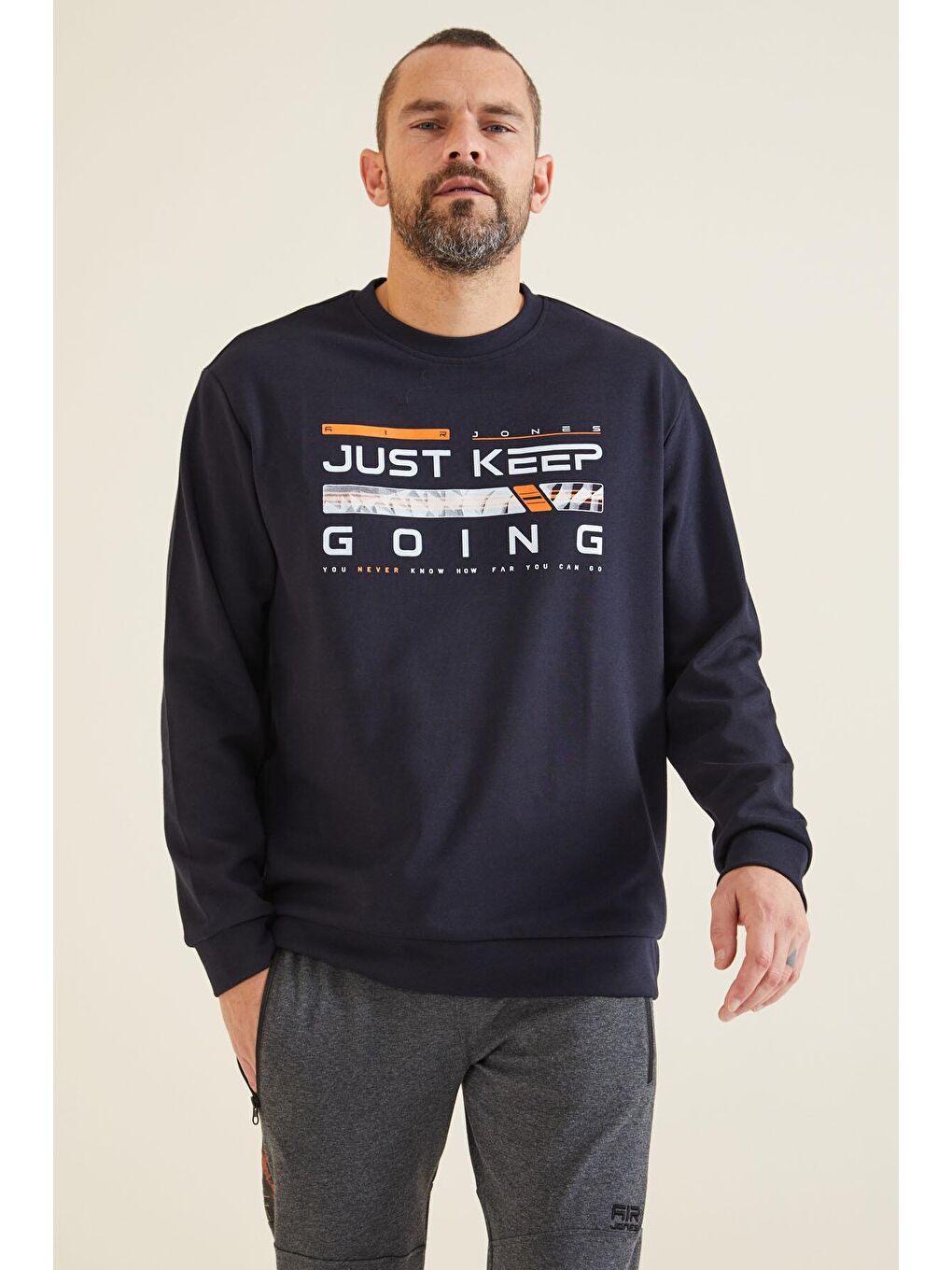 AIR JONES Urien Lacivert Baskılı Erkek Sweatshirt - 88129