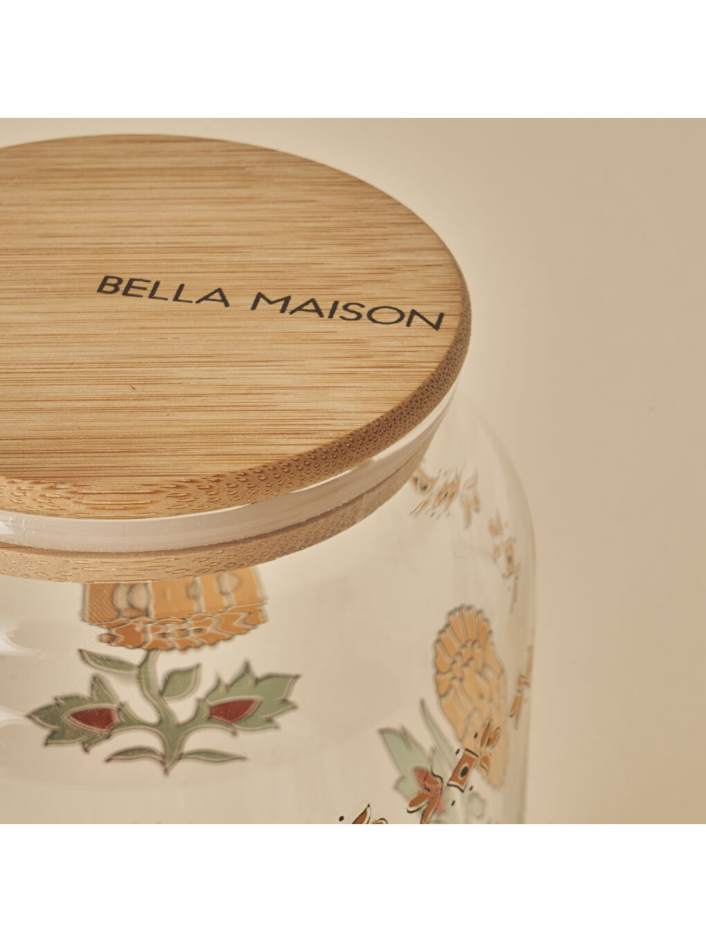 Bella Maison Sarı Indian Flower Bambu Kapaklı Kavanoz Hardal (970 cc) - 1