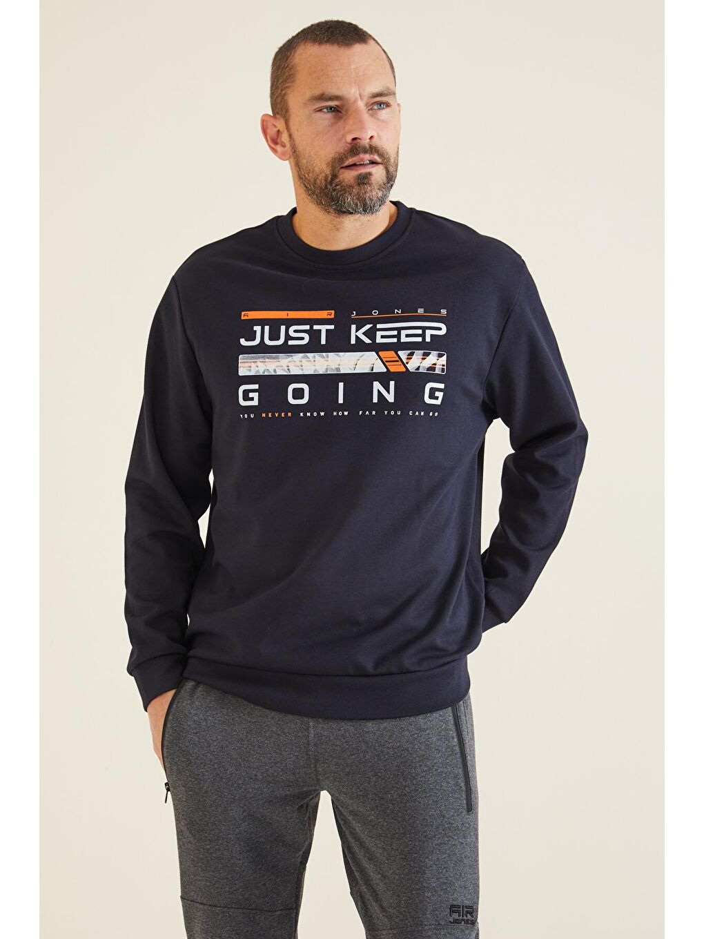 AIR JONES Urien Lacivert Baskılı Erkek Sweatshirt - 88129 - 1