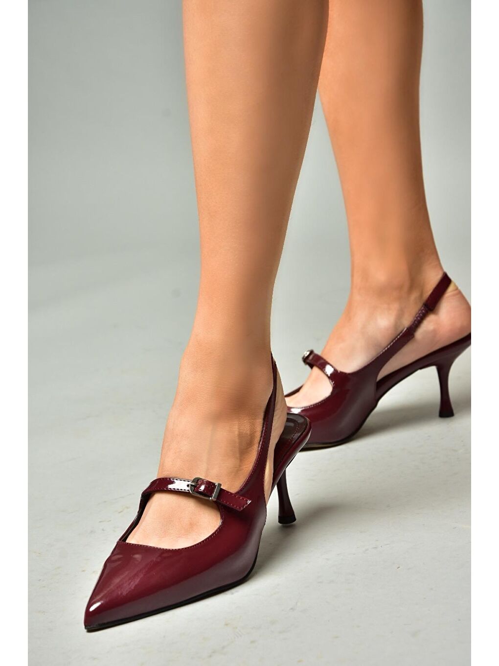 S4042006 Bordo Kadın Topuklu Ayakkabı-3