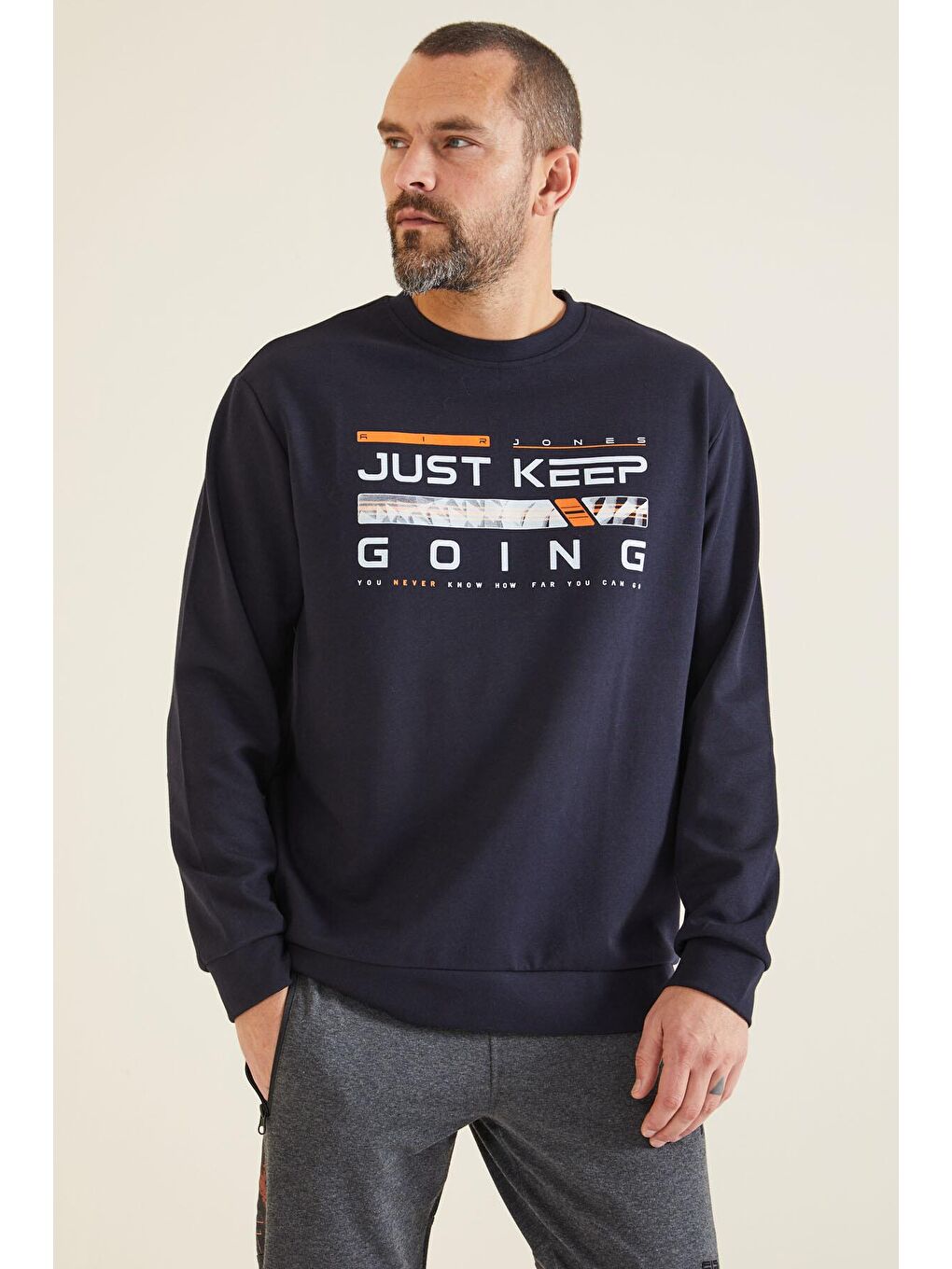 AIR JONES Urien Lacivert Baskılı Erkek Sweatshirt - 88129 - 2