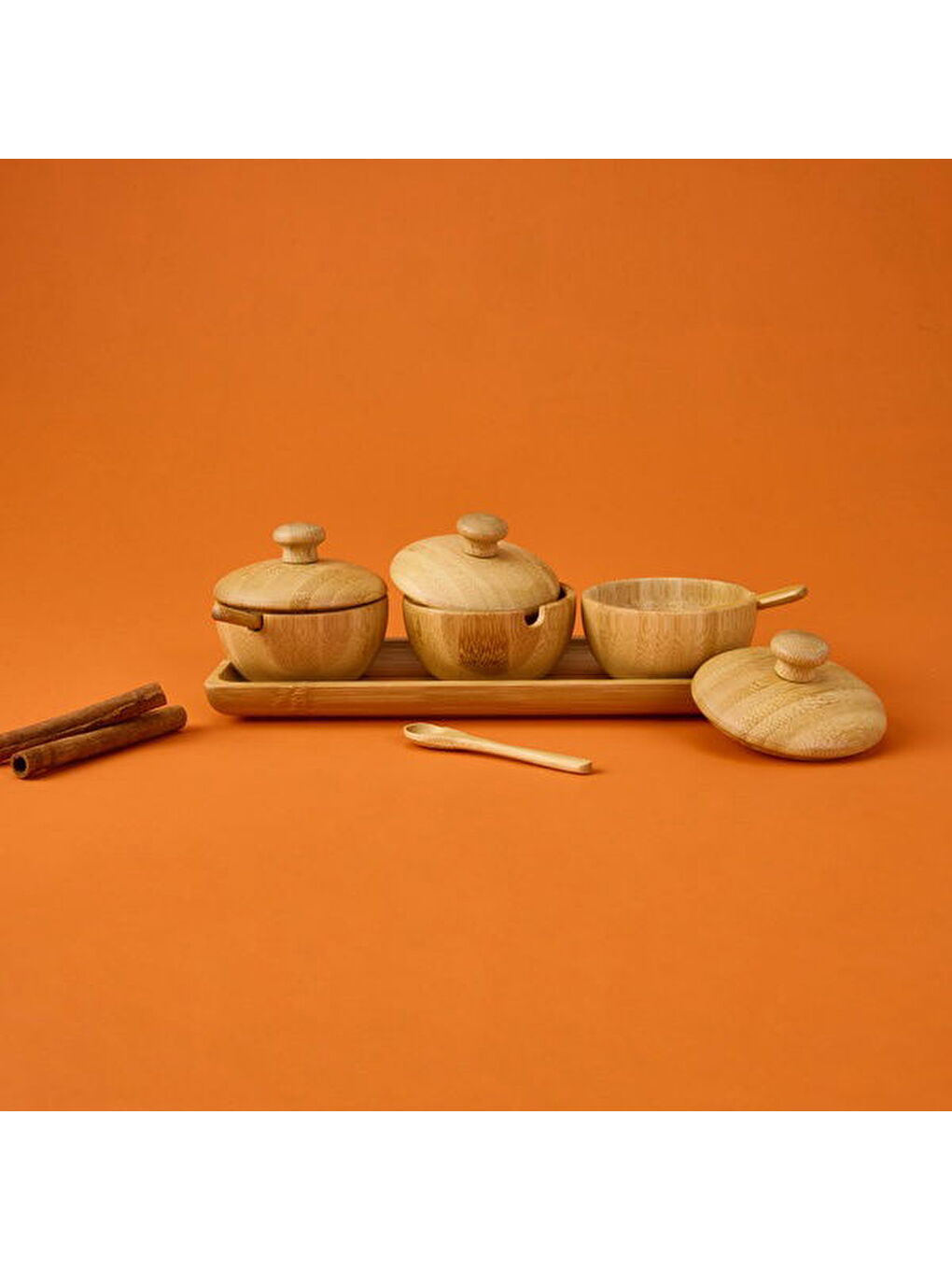 Bambu Baharatlık Seti - Açık Kahverengi-2