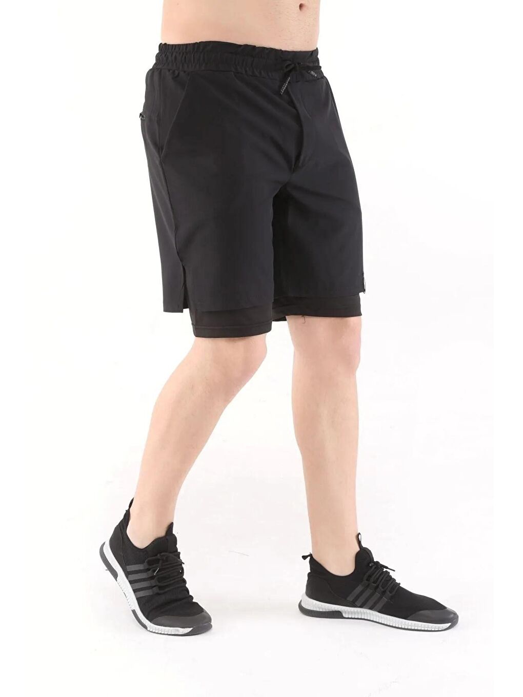 Siyah Kısa Taytlı Erkek Sporcu Şortu-3