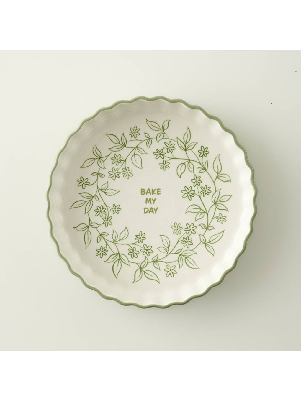 Haki Floral Seramik Fırın Kabı Beyaz (26x5 cm)