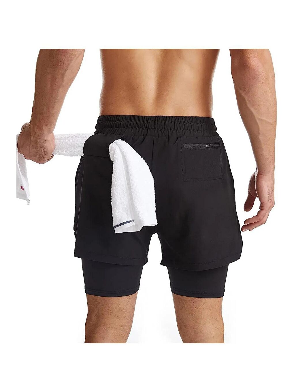 Siyah Kısa Taytlı Erkek Sporcu Şortu-5