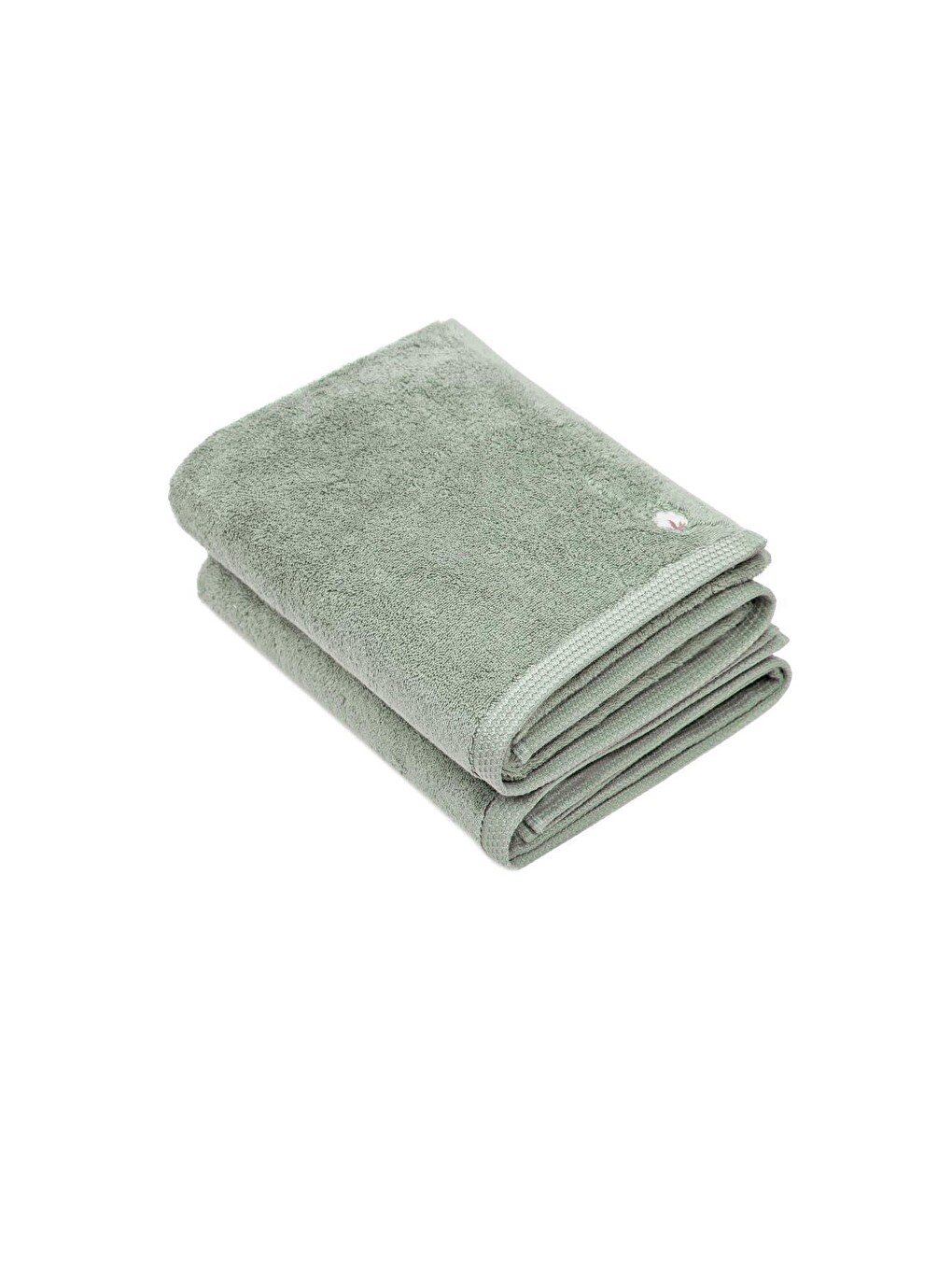 Pure Cotton 2'li El Yüz Havlusu Seti %100 Organik Pamuk Kelebek Bordürlü Nakışlı Yeşil 50x90 Cm